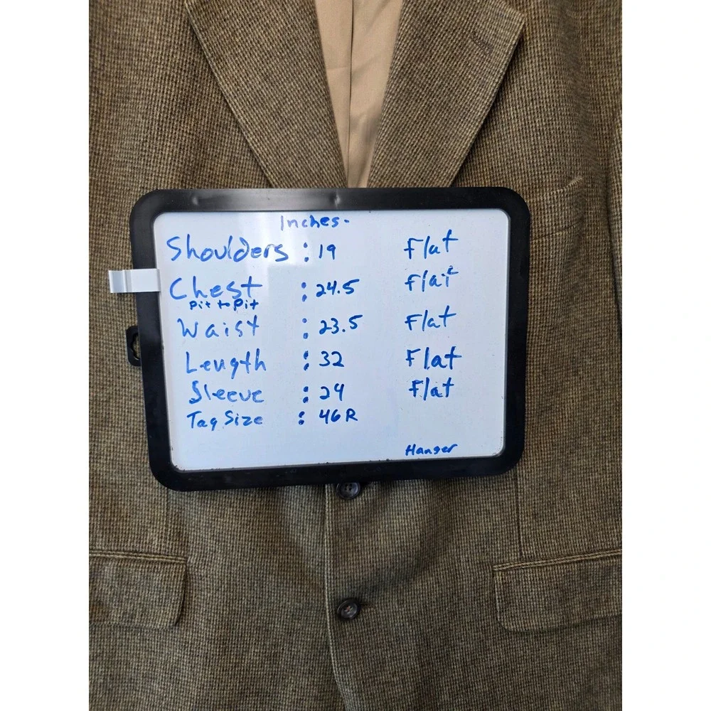 Robert Stock Mens 46R Wool Camel Hair Blend Blazer Sport Coat Brown Houndstooth
